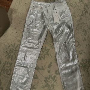 ASOS metallic silver pants low rise